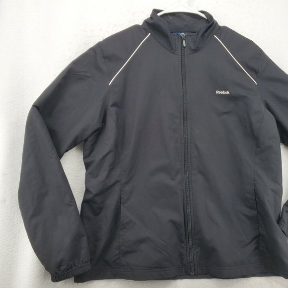 REEBOK Windbreaker Women's Warm Up Track Jacket Full-Zip Black Size XL - Picture 5 of 12